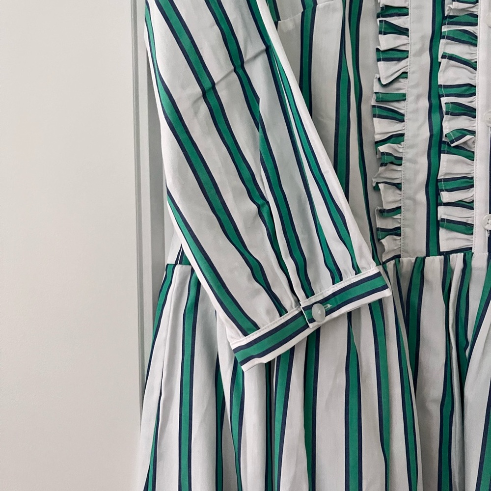 Mint Green Striped Ruffle Dress - Picture 4 of 6